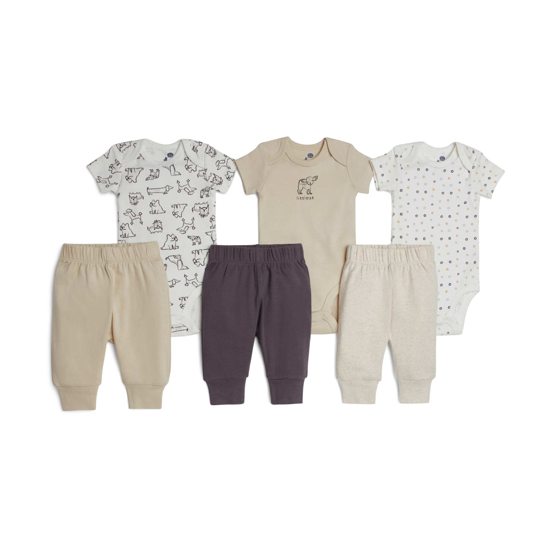 Small Story 6 Piece Set - Crazy Dogs, 0-3 M.