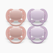 Philips Avent Ultra Soft Pacifier - 4 x Soft and Flexible Baby Pacifiers for Babies Aged 0-6 Months, BPA Free with Sterilizer Carry Case, SCF091/25