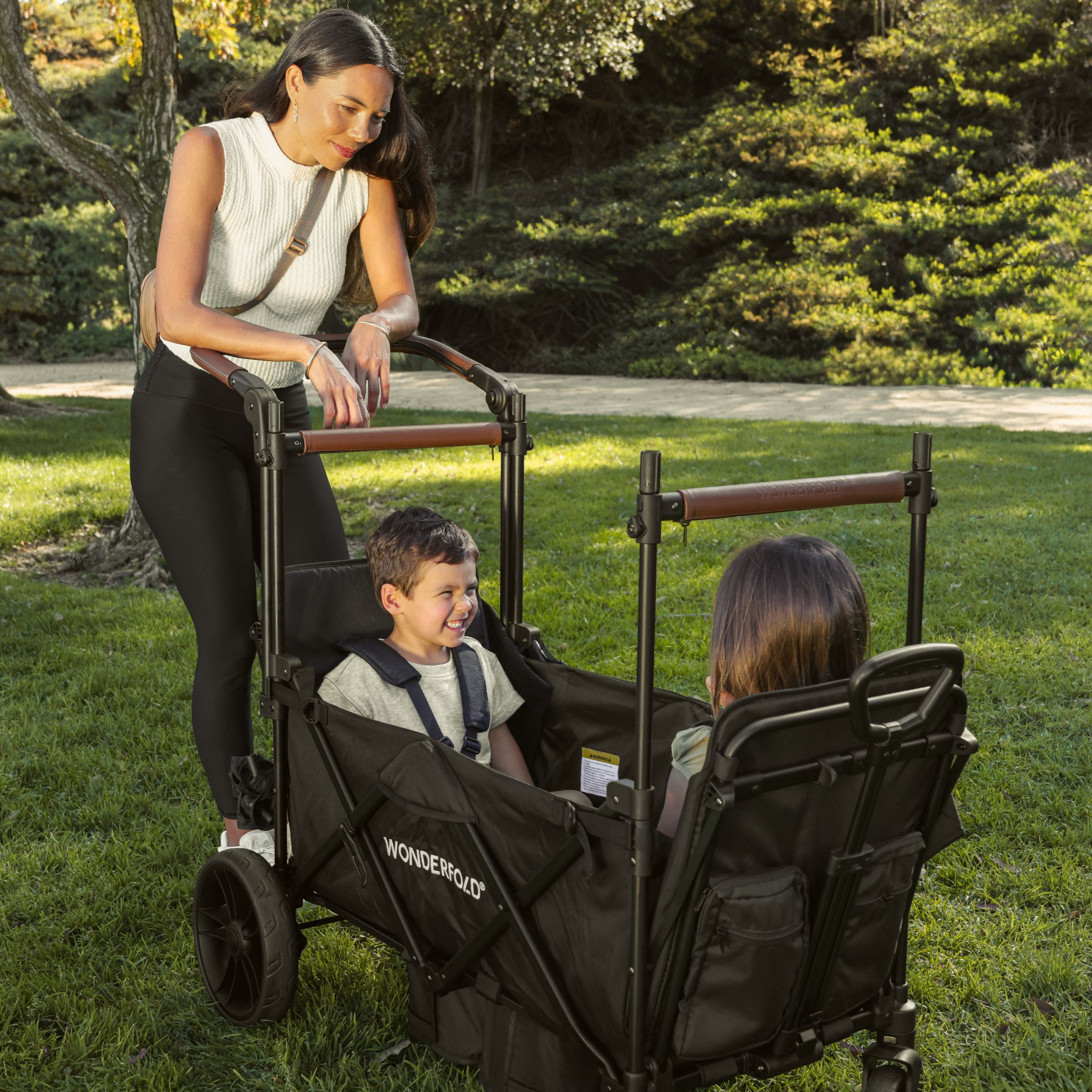 WonderFold Wagon Push & Pull Double Stroller Wagon - Black.
