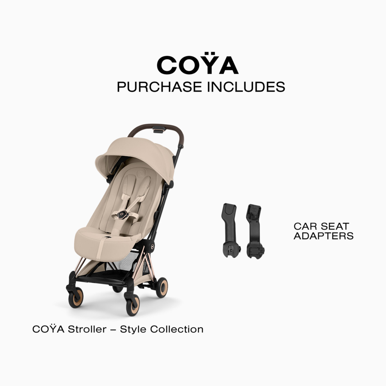 Cybex Coya Stroller - Style Collection - Rose Gold Frame/Cozy Beige Lux Seat.