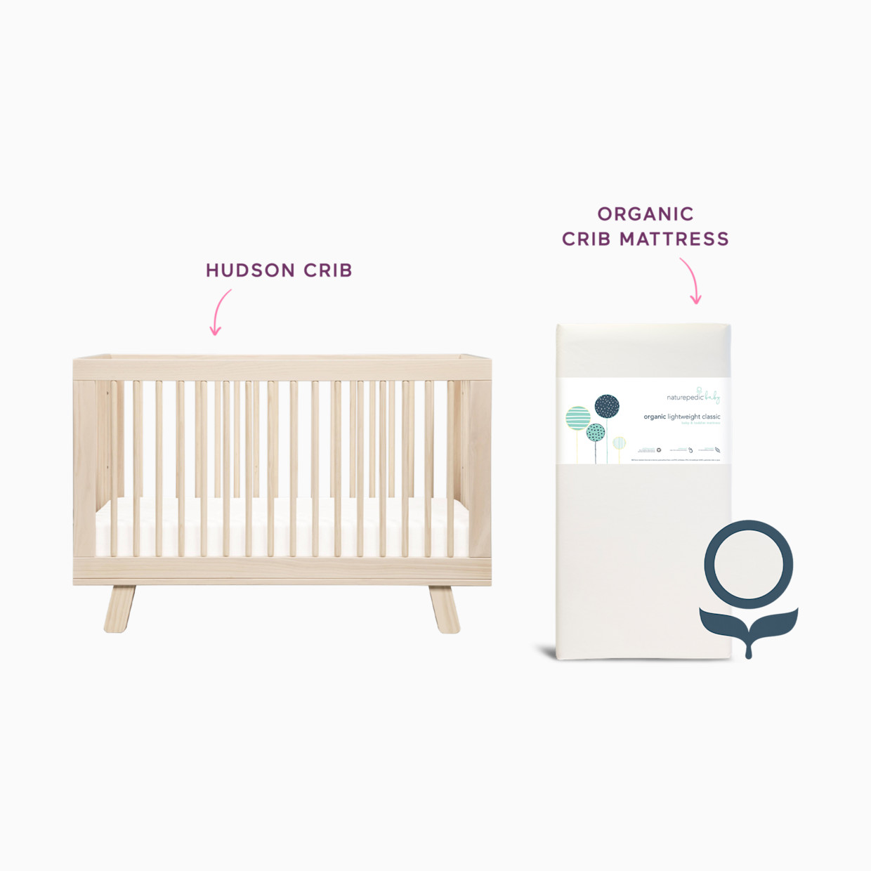 babyletto x Naturepedic Hudson Crib & Organic Mattress Bundle.
