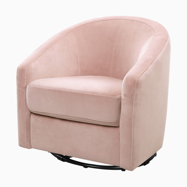 babyletto Madison Swivel Glider - Blush Pink Velvet.