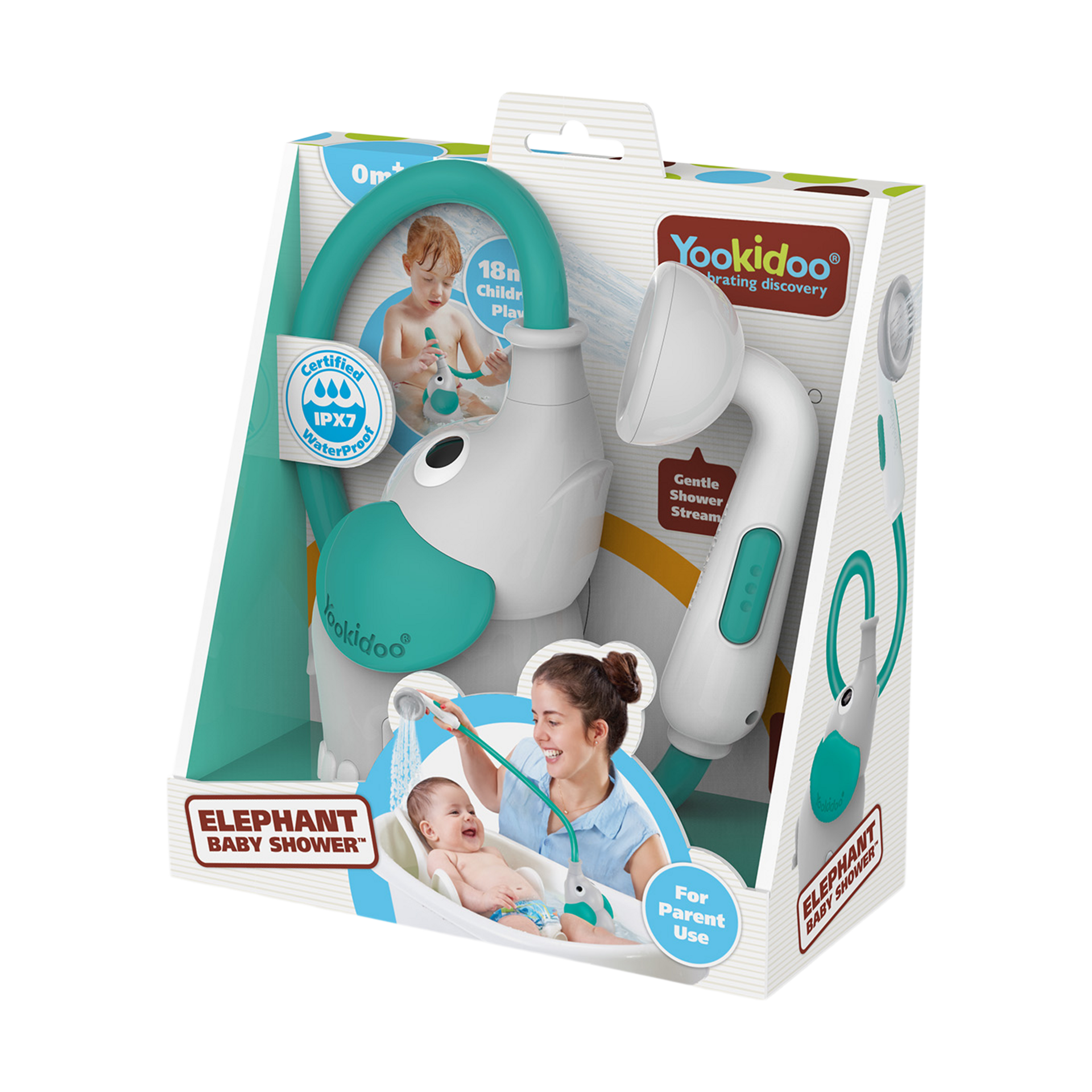 Yookidoo Elephant Baby Shower - Grey And Forest Green.