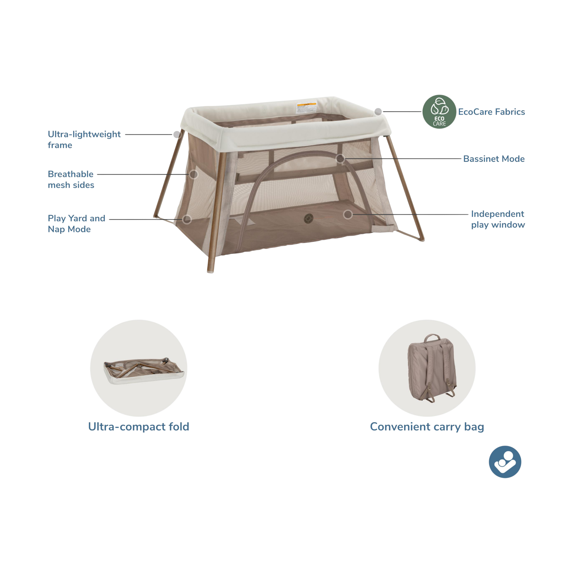 Maxi-Cosi Calao Travel Play Yard - Classic Latte.