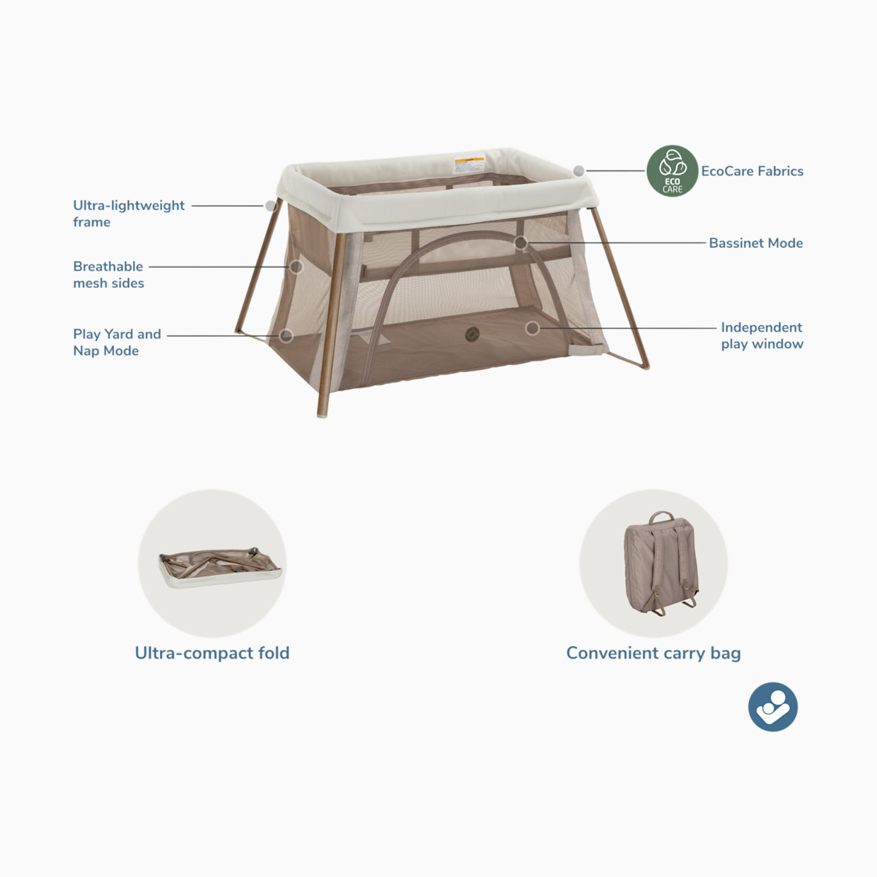 Maxi-Cosi Calao Travel Play Yard - Classic Latte.