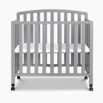 DaVinci Dylan Folding Portable 3-in-1 Convertible Mini Crib and Twin Bed in Grey, Greenguard Gold Certified