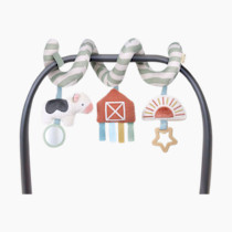 Itzy Ritzy Spiral Car Seat & Stroller Activity Toy - Stroller & Car Seat Toys for Ages 0 Months and Up - Hanging Toys Include Dangling Ring, Mirror and Textured Ribbons (Farm)