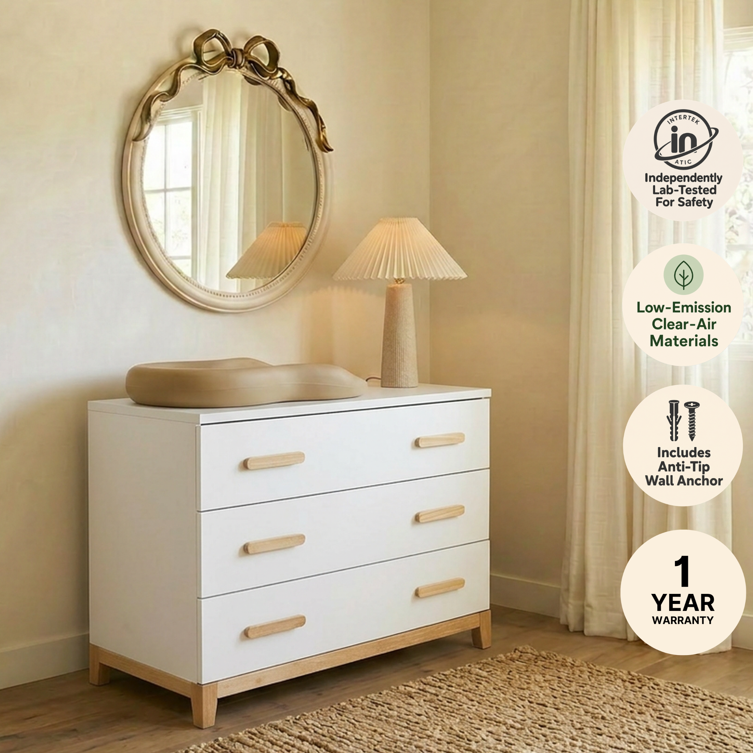 dadada Lala Little 3-Drawer Dresser - White/Natural.