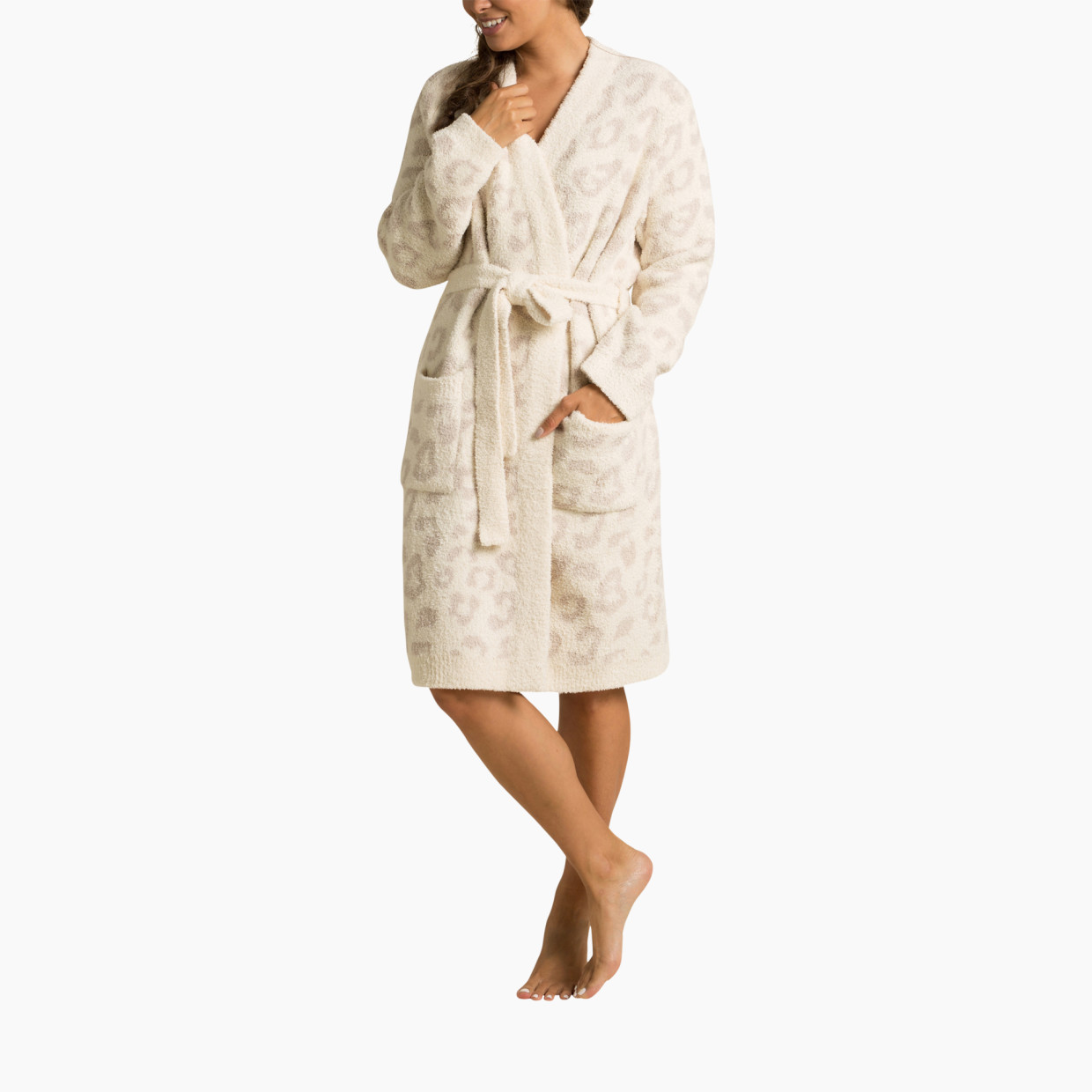 Barefoot Dreams CozyChic Barefoot In The Wild Robe - Cream/Stone, Xl.