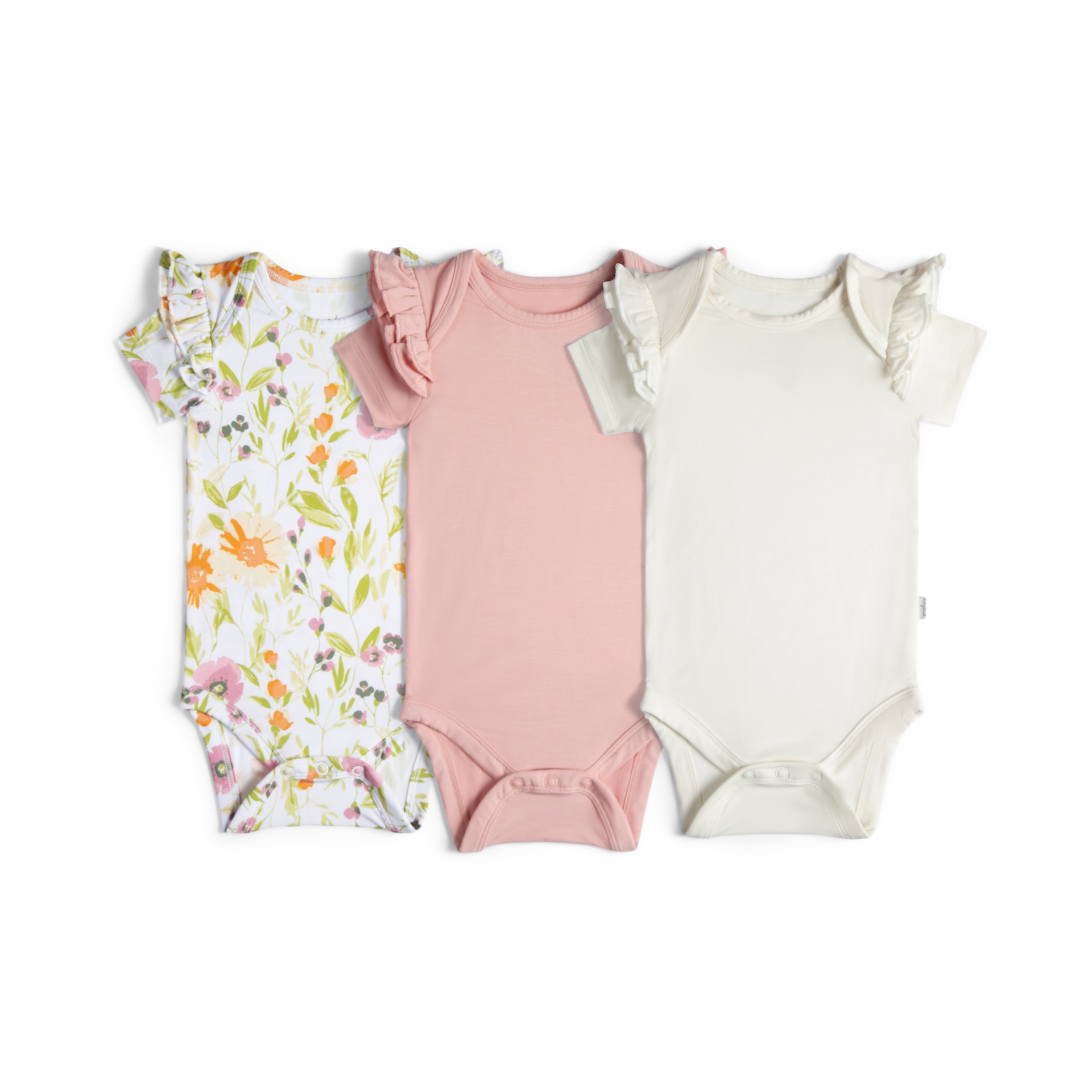 Tiny Kind Bamboo Viscose Ruffle Bodysuit (3 Pack).