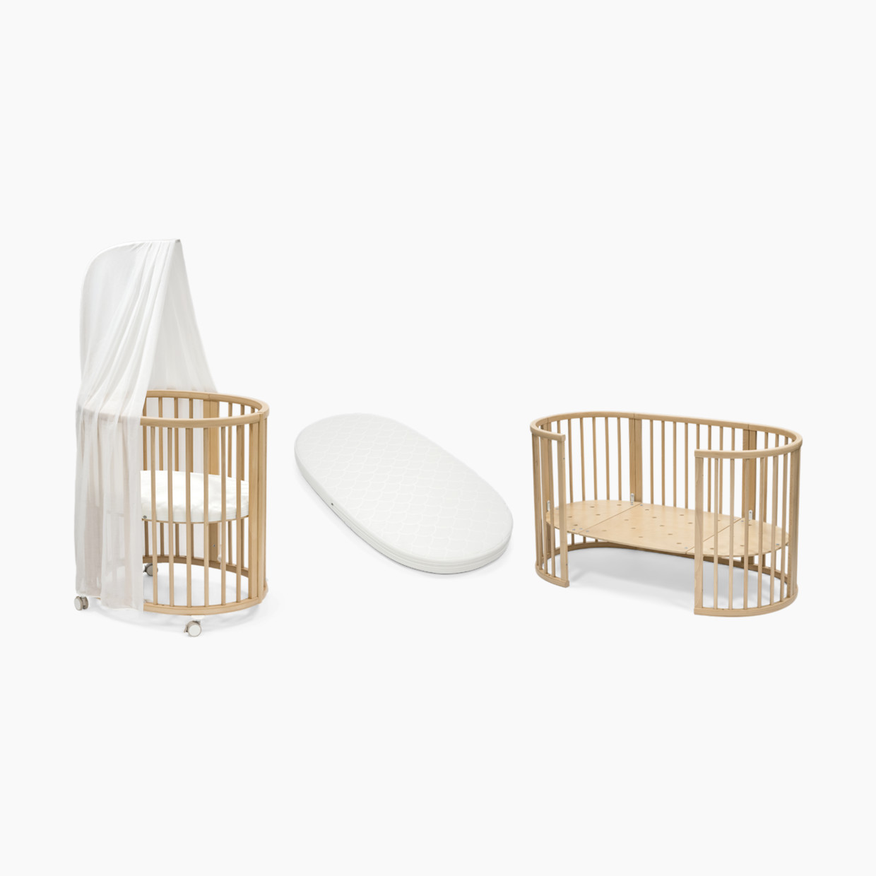 Stokke Sleepi3-in-1 Convertible Crib with Mattresses and Extension Kit - Natural/White.