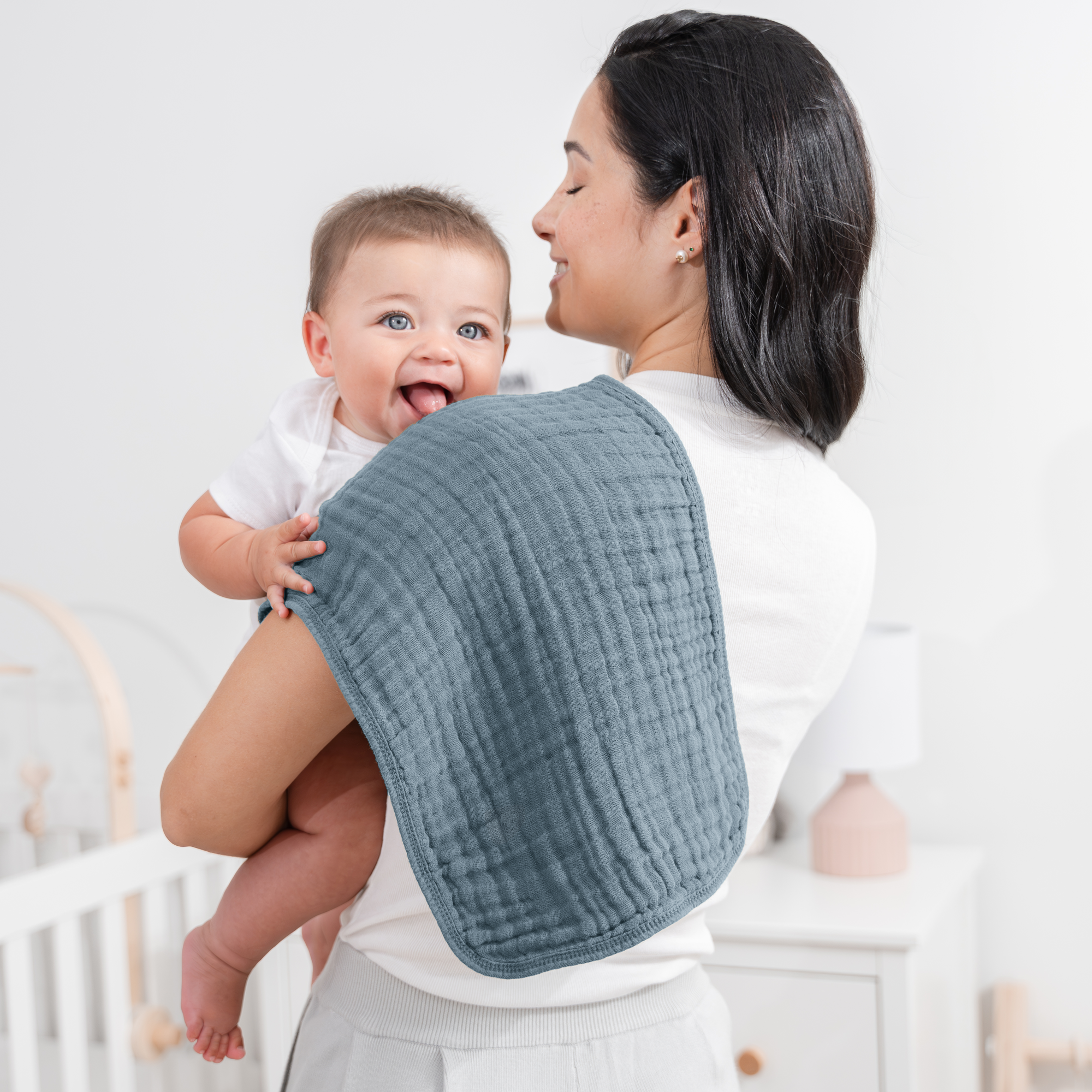 Comfy Cubs 6-Layer Muslin Burp Cloths Set (10 Pack) - Multi Boy.