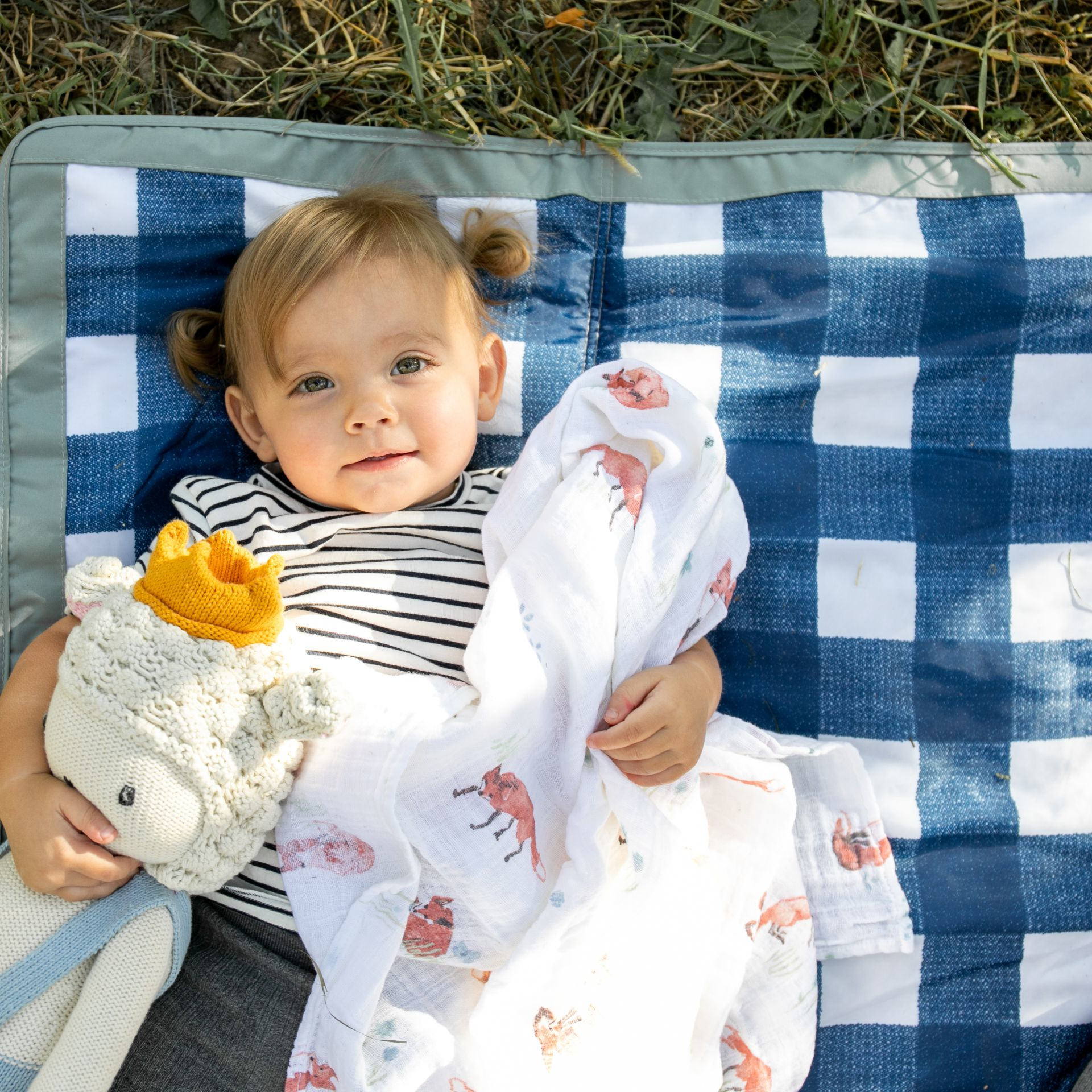 Little Unicorn Outdoor Blanket Navy Plaid, 5 X 5 Ft Babylist Shop