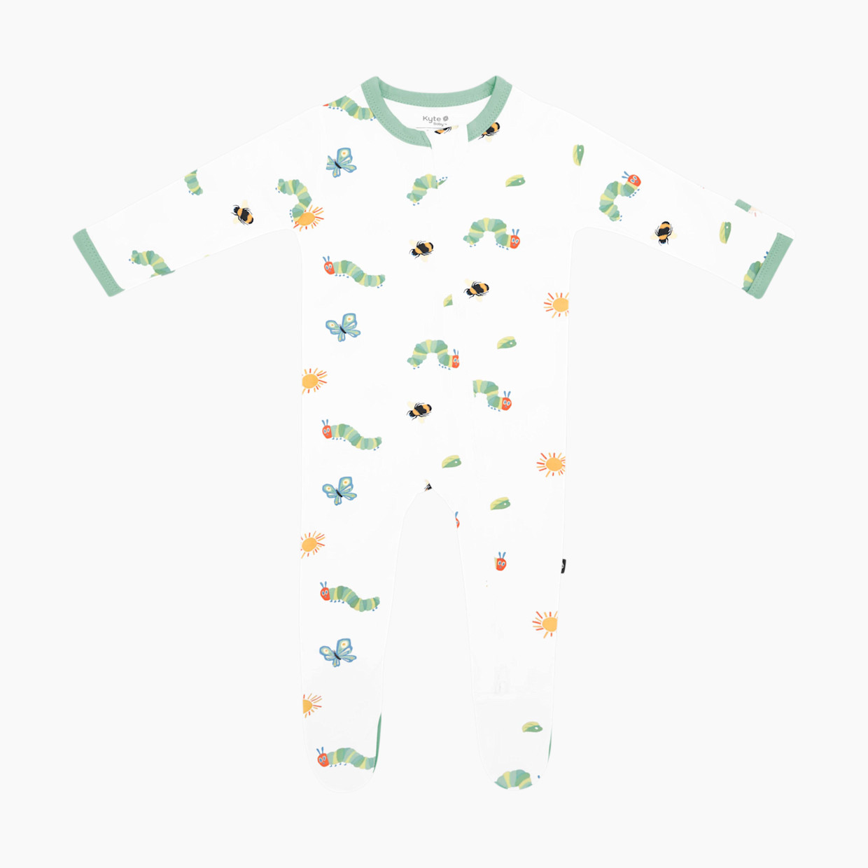Kyte Baby Printed Zipper Footie - The Very Hungry Caterpillar And Friends, Newborn.
