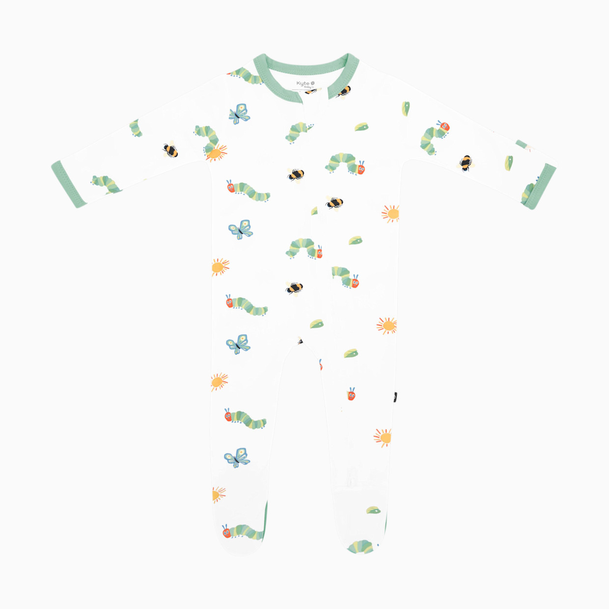 Kyte Baby Printed Zipper Footie - The Very Hungry Caterpillar And Friends, Newborn.