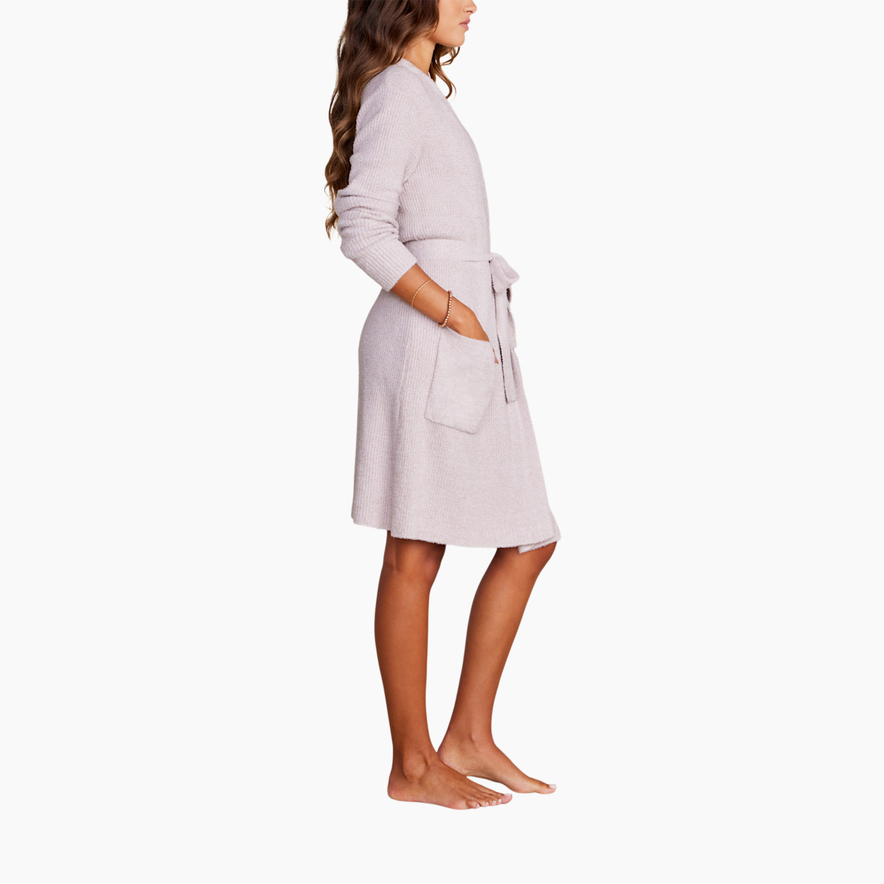 Barefoot Dreams CozyChic Lite Ribbed Robe - Faded Rose, S/M.