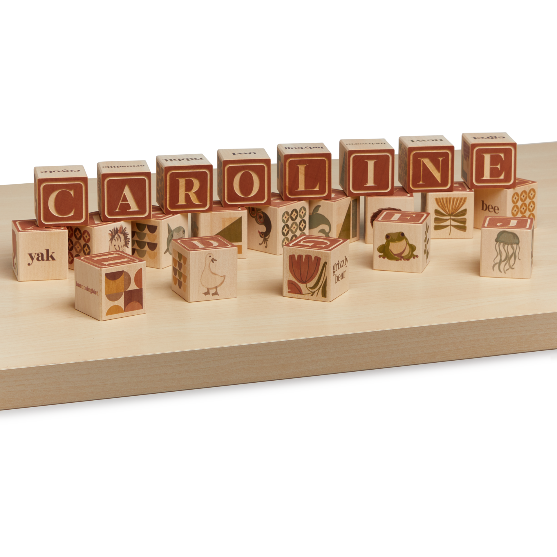 Loomsake Wooden Alphabet Blocks - Rust.