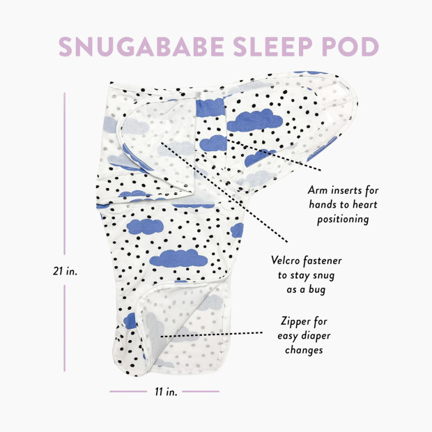 Norani Organic Snugababe Swaddle Sleep Pod - Blue Clouds.
