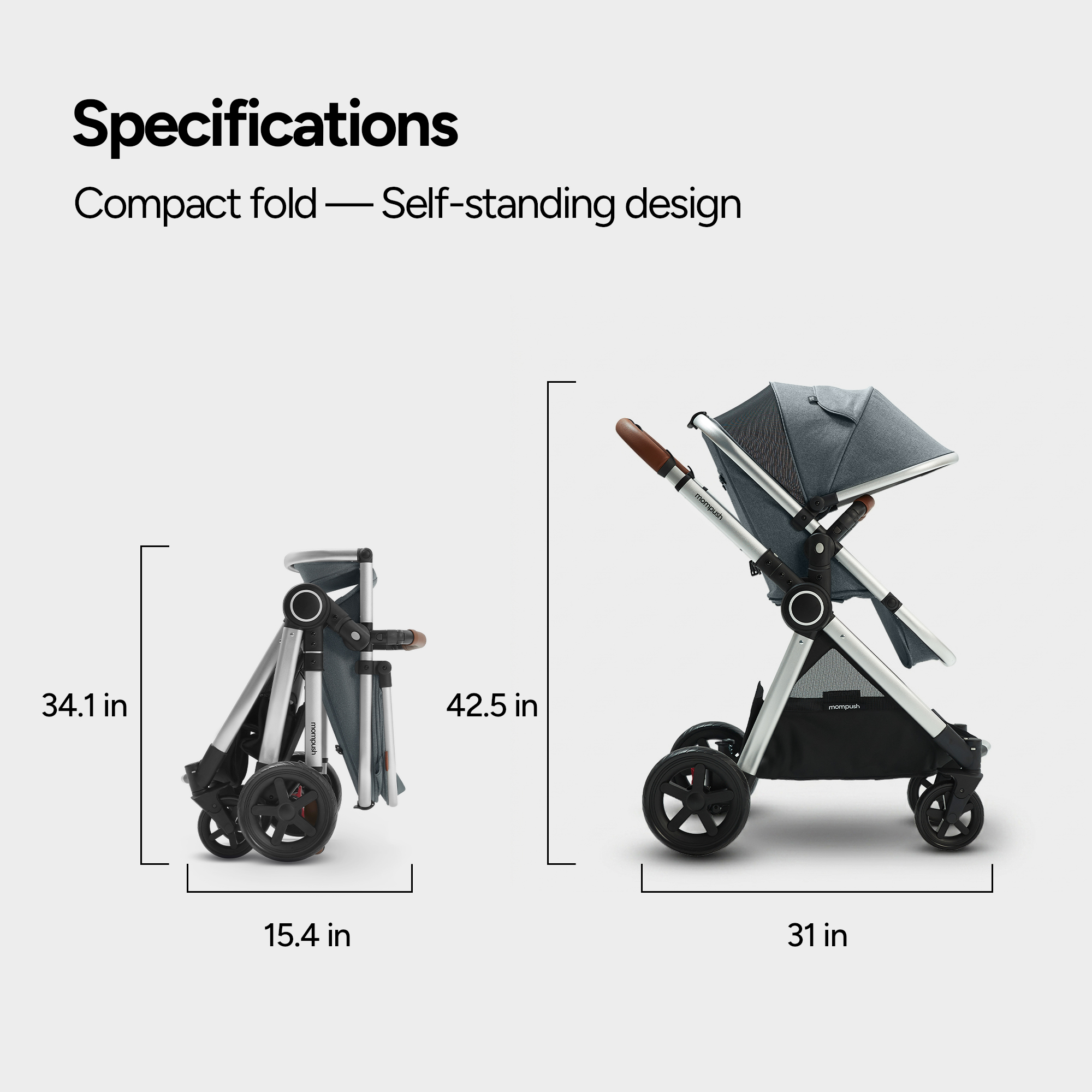 Mompush Ultimate 2 Seat Stroller - Gray.