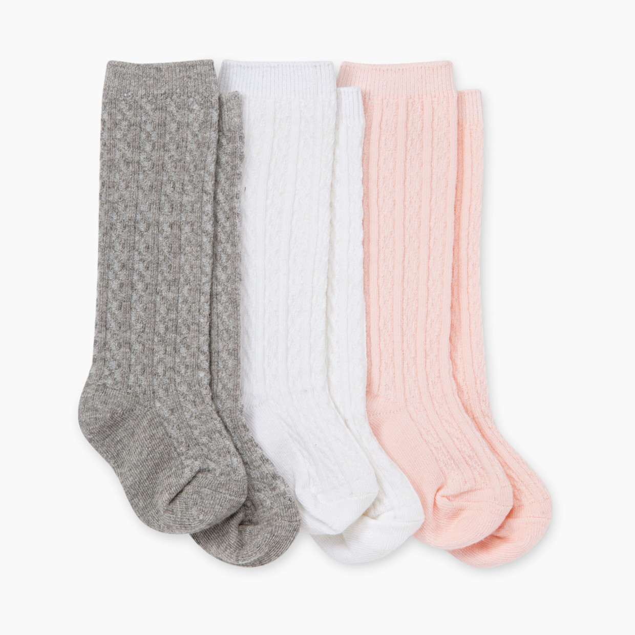 Burt's Bees Baby Cable Knit Knee-High Socks (3 Pack) - Multi, 12-24 Months.