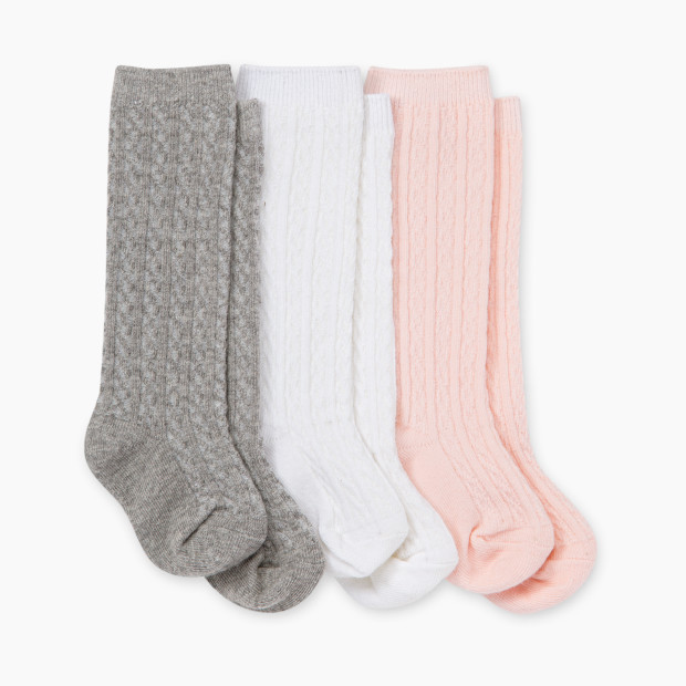 Burt's Bees Baby Cable Knit Knee-High Socks (3 Pack) - Multi, 0-3 Months.