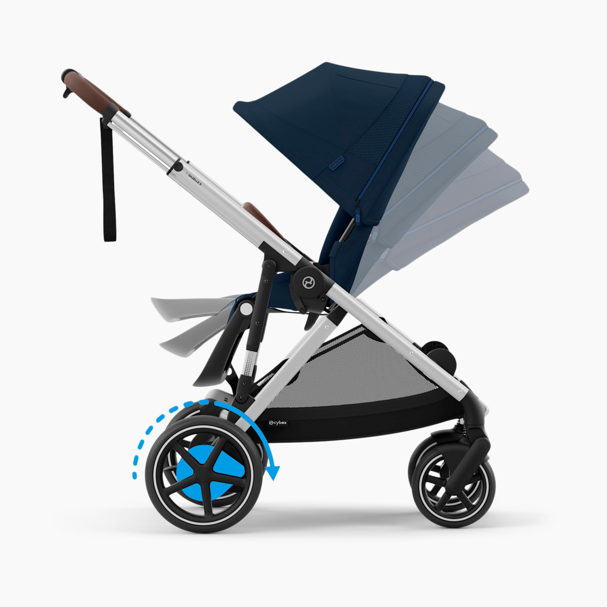 Cybex eGazelle S Electronic Assist Stroller - Silver Frame/Ocean Blue Seat.
