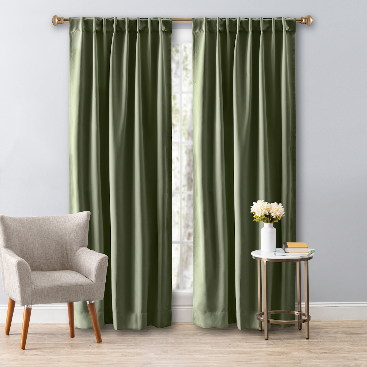 Ricardo Trading Ultimate Black-Out 2-Way Pocket Window Panel Curtain - Sage, 56"W X 84"L.