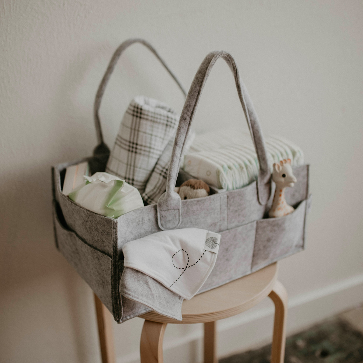 Parker Baby Co. Diaper Caddy - Gray, Large.
