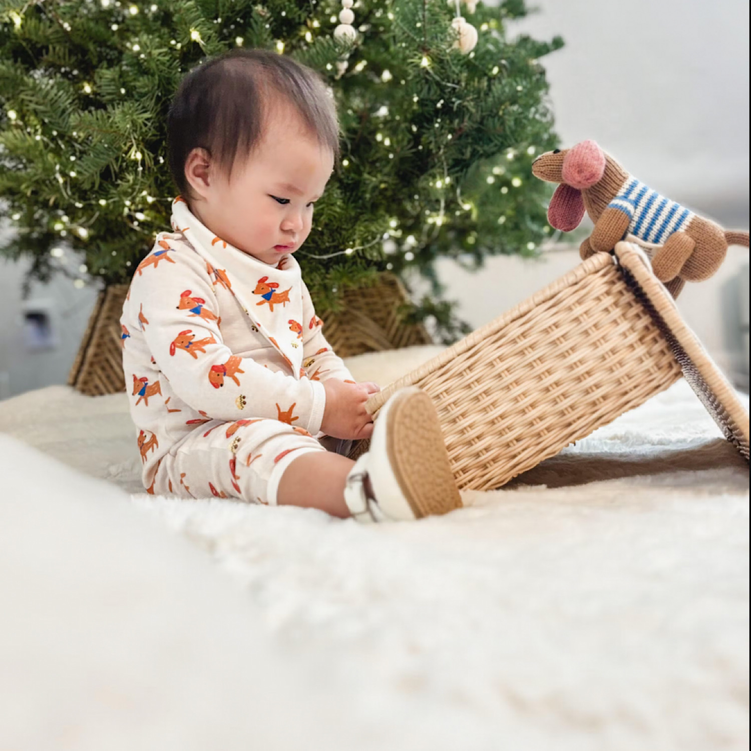 Estella Organic Cotton Handmade Baby Rattle - Dog.