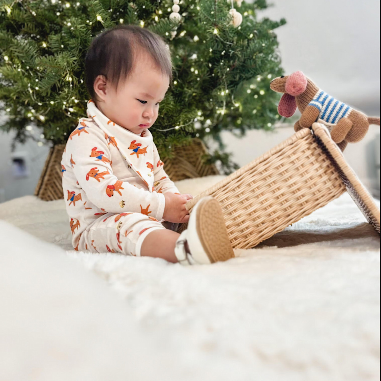 Estella Organic Cotton Handmade Baby Rattle - Dog.