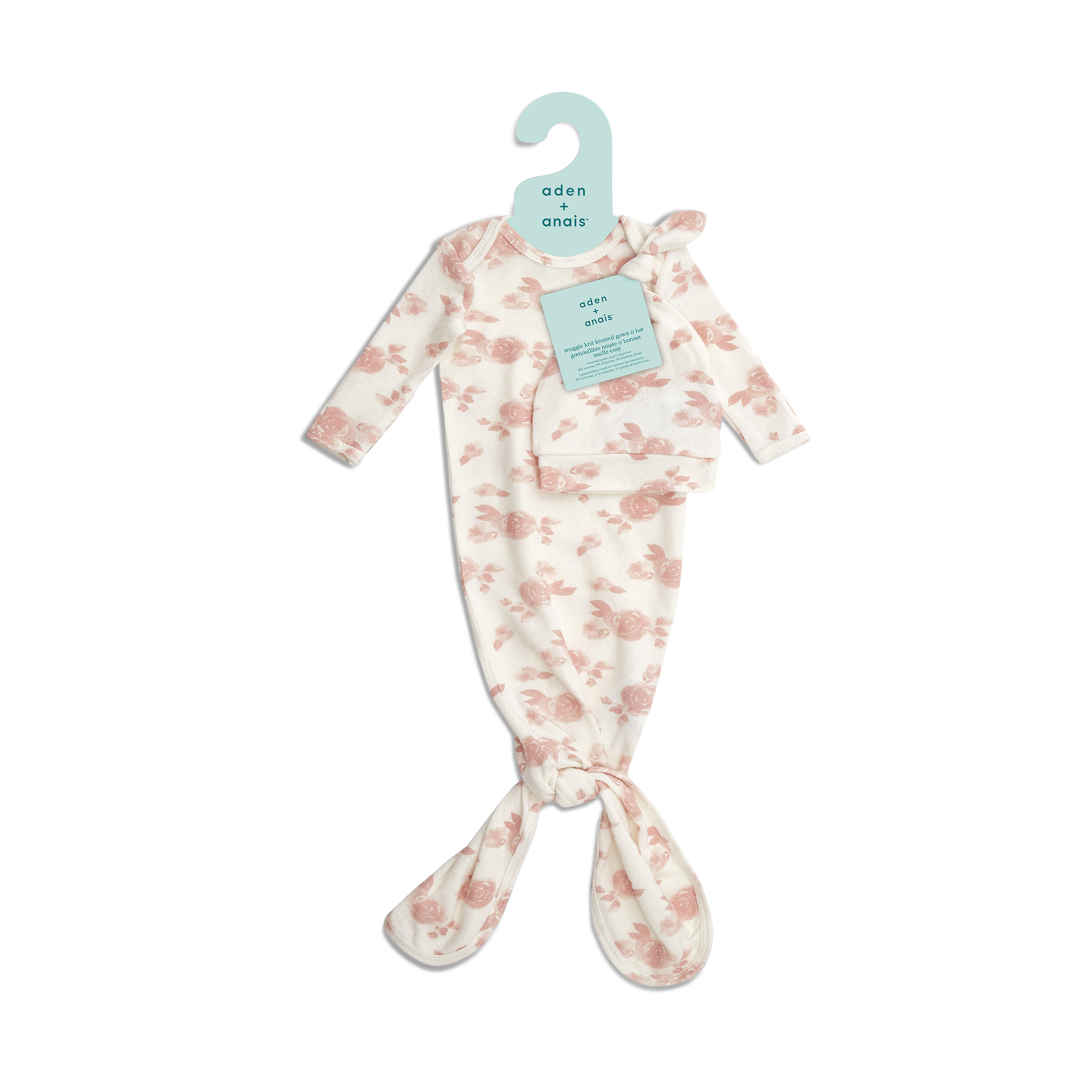 Aden + Anais Snuggle Knit Knotted Gown and Hat Set.