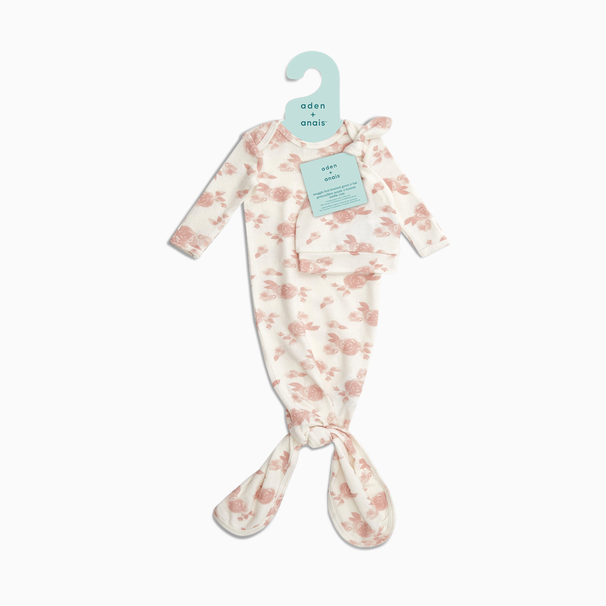 Aden + Anais Snuggle Knit Knotted Gown and Hat Set - Rosettes.