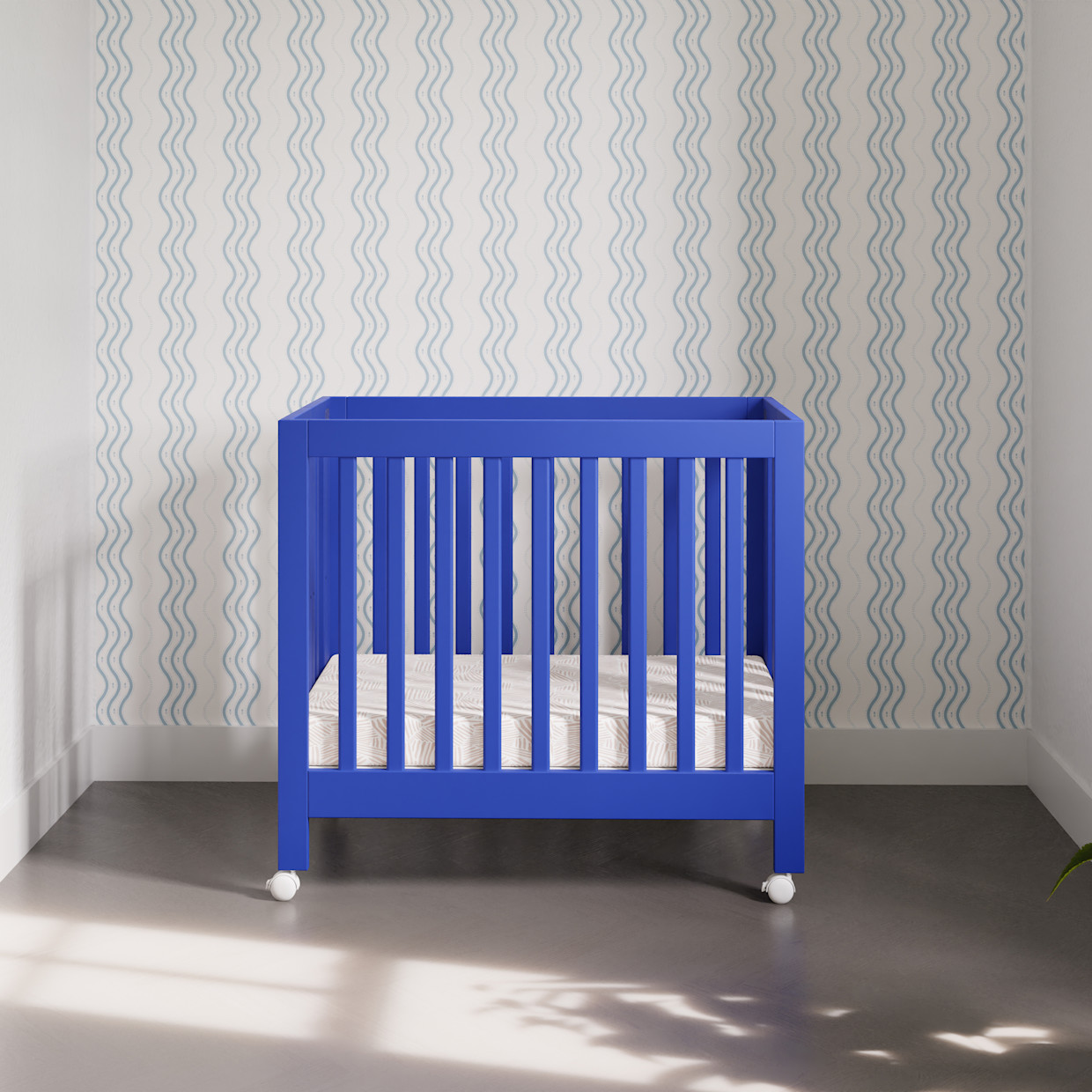 babyletto Origami Mini Crib - Cobalt.