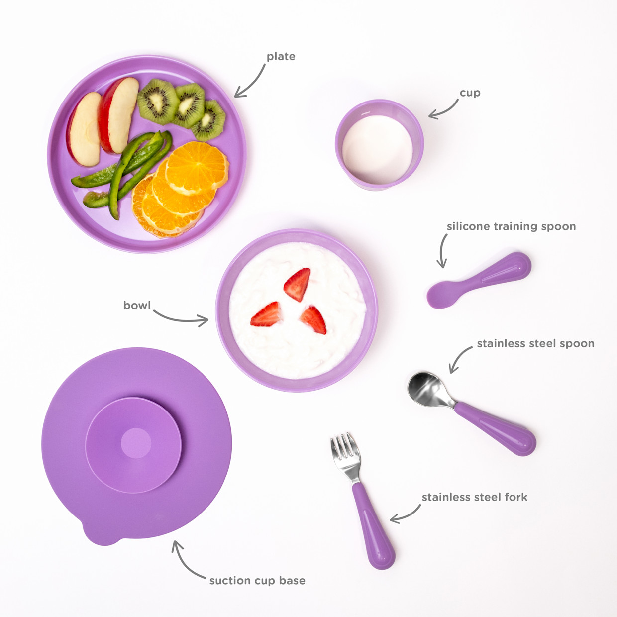 Ubbi 7-Piece Toddler Feeding Set - Sugar Snap.