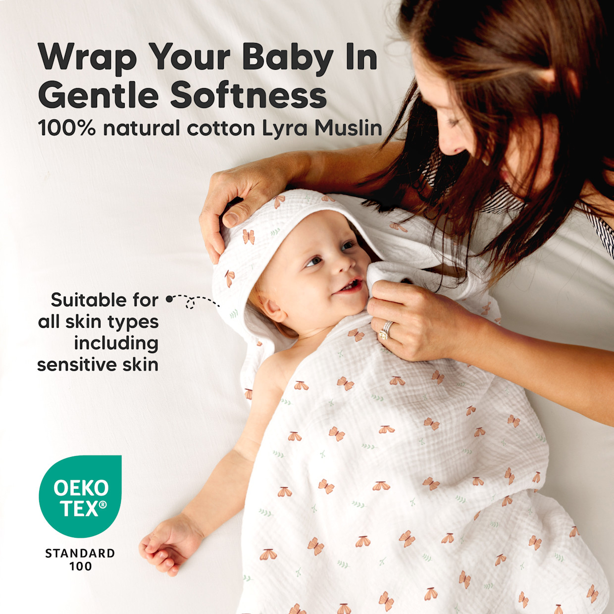 KeaBabies Lyra Muslin Hooded Towel - Monarch.
