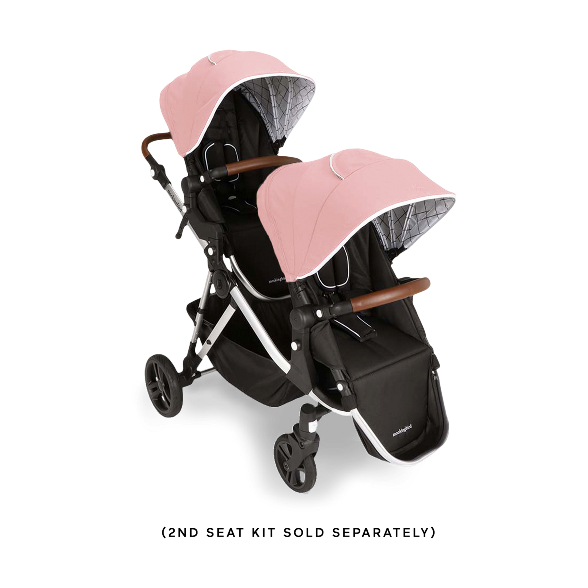 Mockingbird Single-to-Double Stroller 2.0 - Bloom/Windowpane Canopy With Penny Leather (2020).