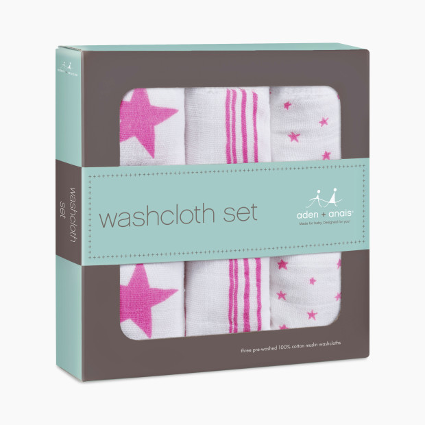 Aden + Anais Washcloth Set (3 Pack) - Fluro Pink.