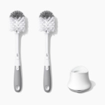 OXO Tot Bottle Brush with Nipple Cleaner and Stand – Gray, 2-Pack
