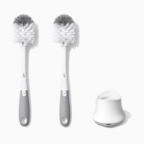 OXO Tot Bottle Brush with Nipple Cleaner and Stand – Gray, 2-Pack