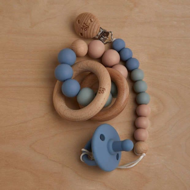 AEIOU Silicone Pacifier (2 Pack) - Sky/Oat Milk.