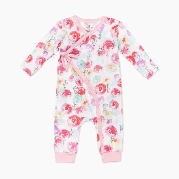 Honest Baby Clothing Organic Cotton Side Tie Coverall - Rose Blossom, 6-9 M.