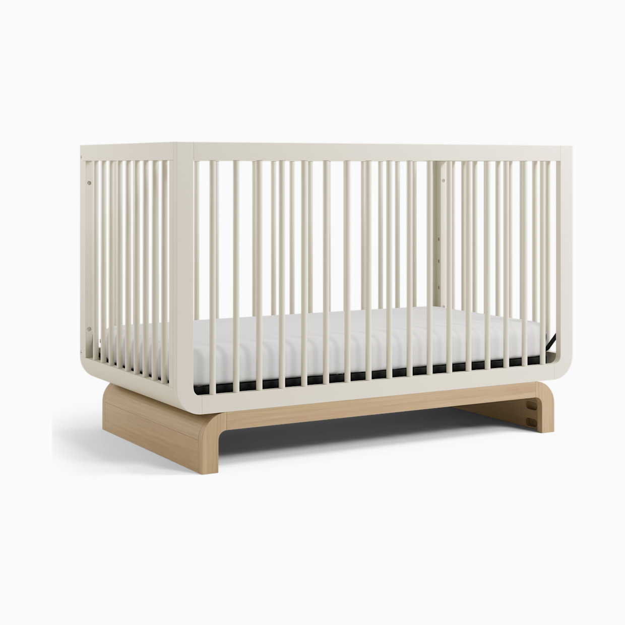 Storkcraft Santorini Deluxe 5-in-1 Convertible Crib - Frosted Oat With Driftwood.