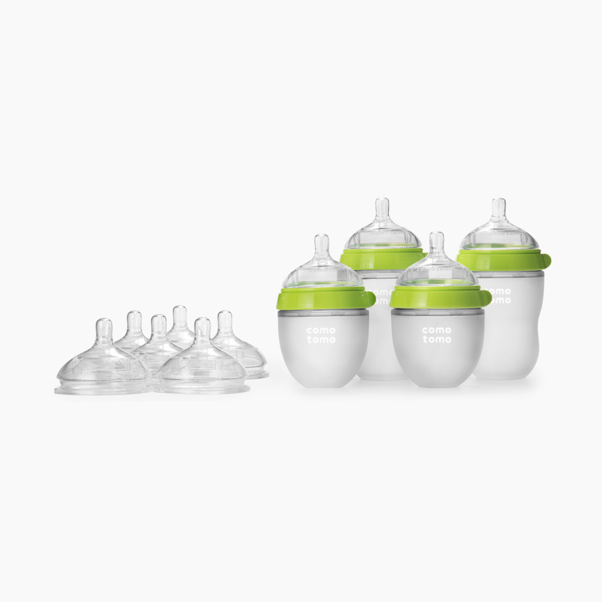Comotomo Silicone Baby Bottle Bundle Starter Gift Set - Green.