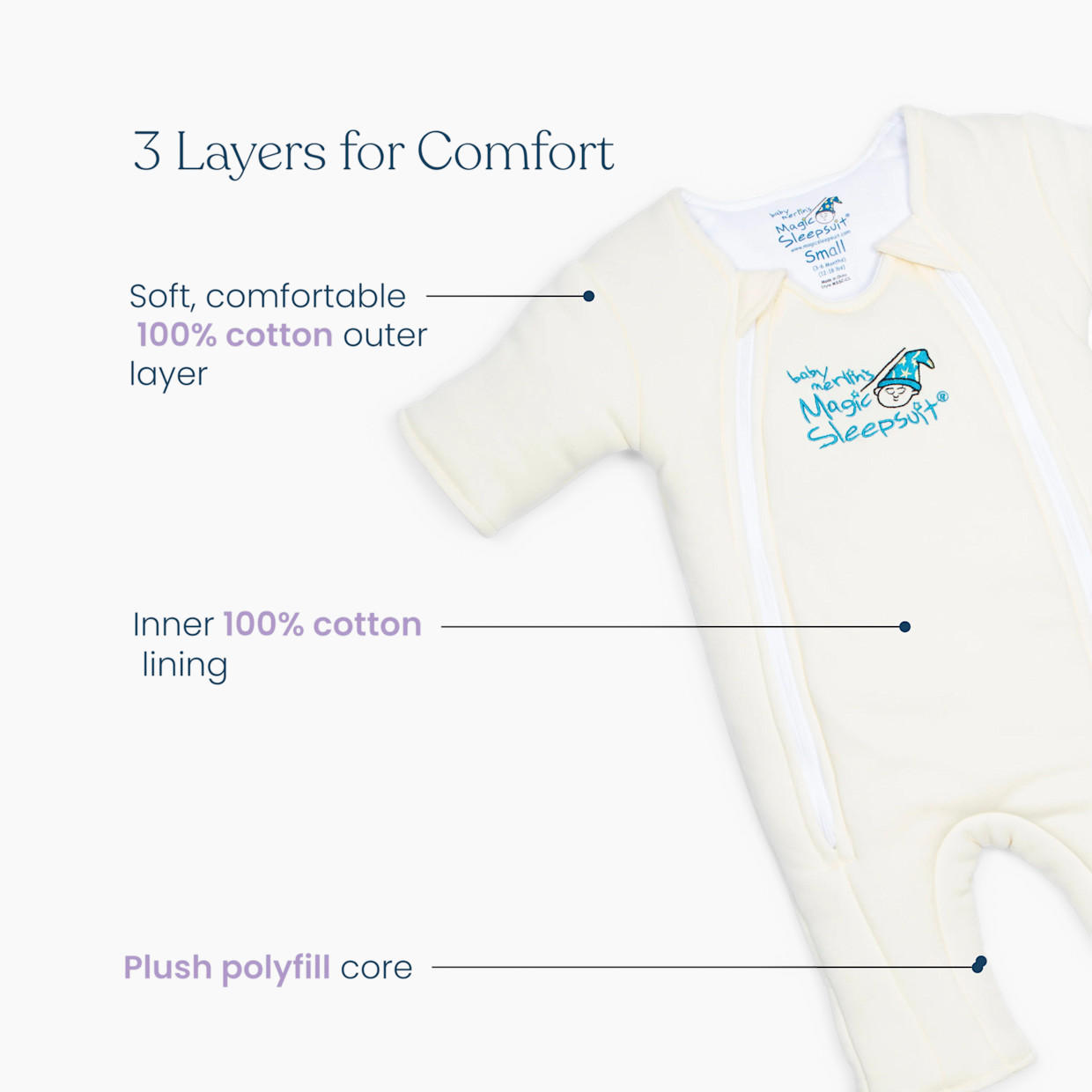 Halo Baby Merlin's Magic Sleepsuit - Cream, Large.