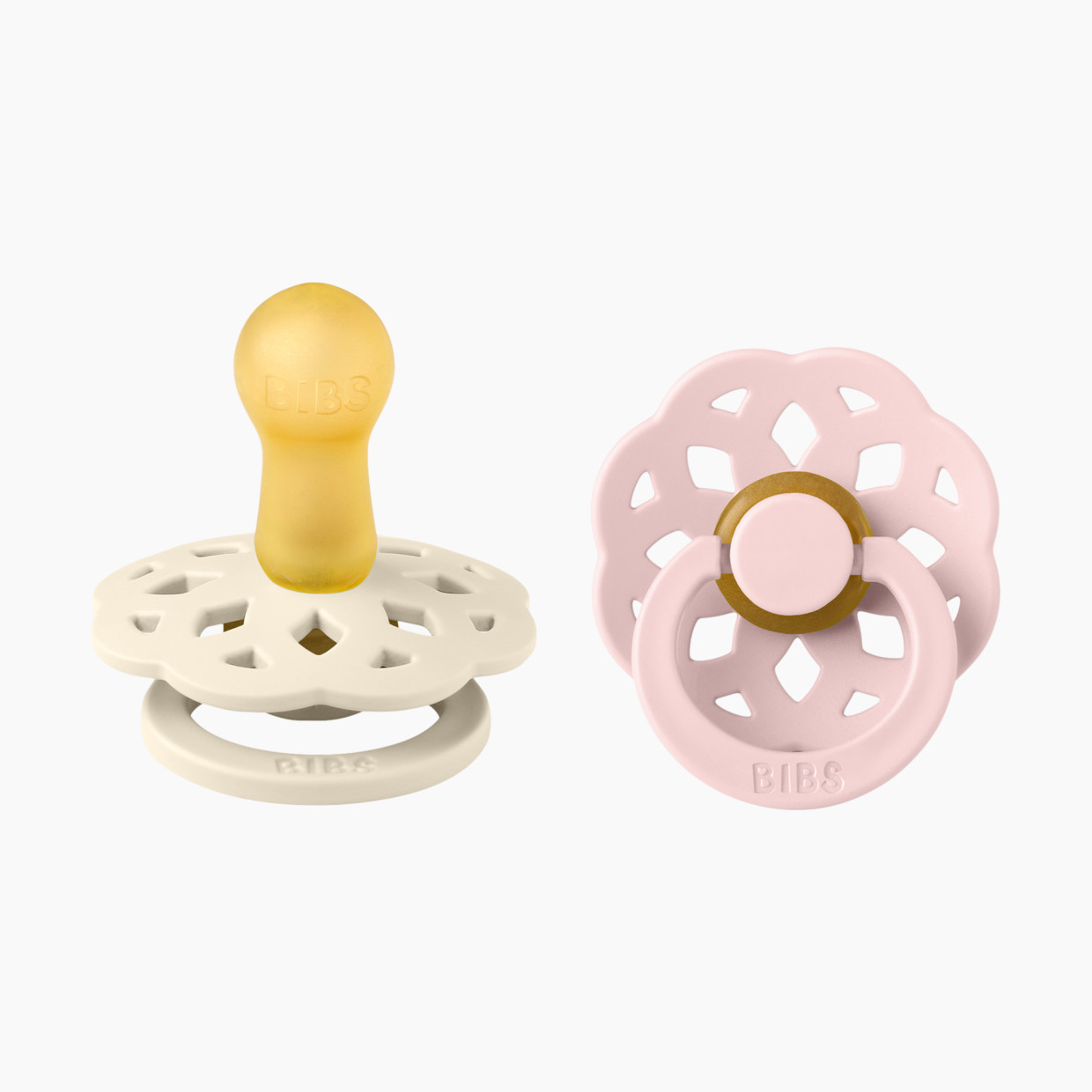 BIBS Boheme Natural Rubber Pacifier (2 Pack) - Ivory / Blossom, Size 1.