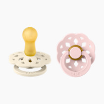 BIBS Pacifiers - Boheme Collection | BPA-Free Baby Pacifier | Made in Denmark | Set of 2 Ivory/Blossom Color Premium Soothers | Size 0-6 Months