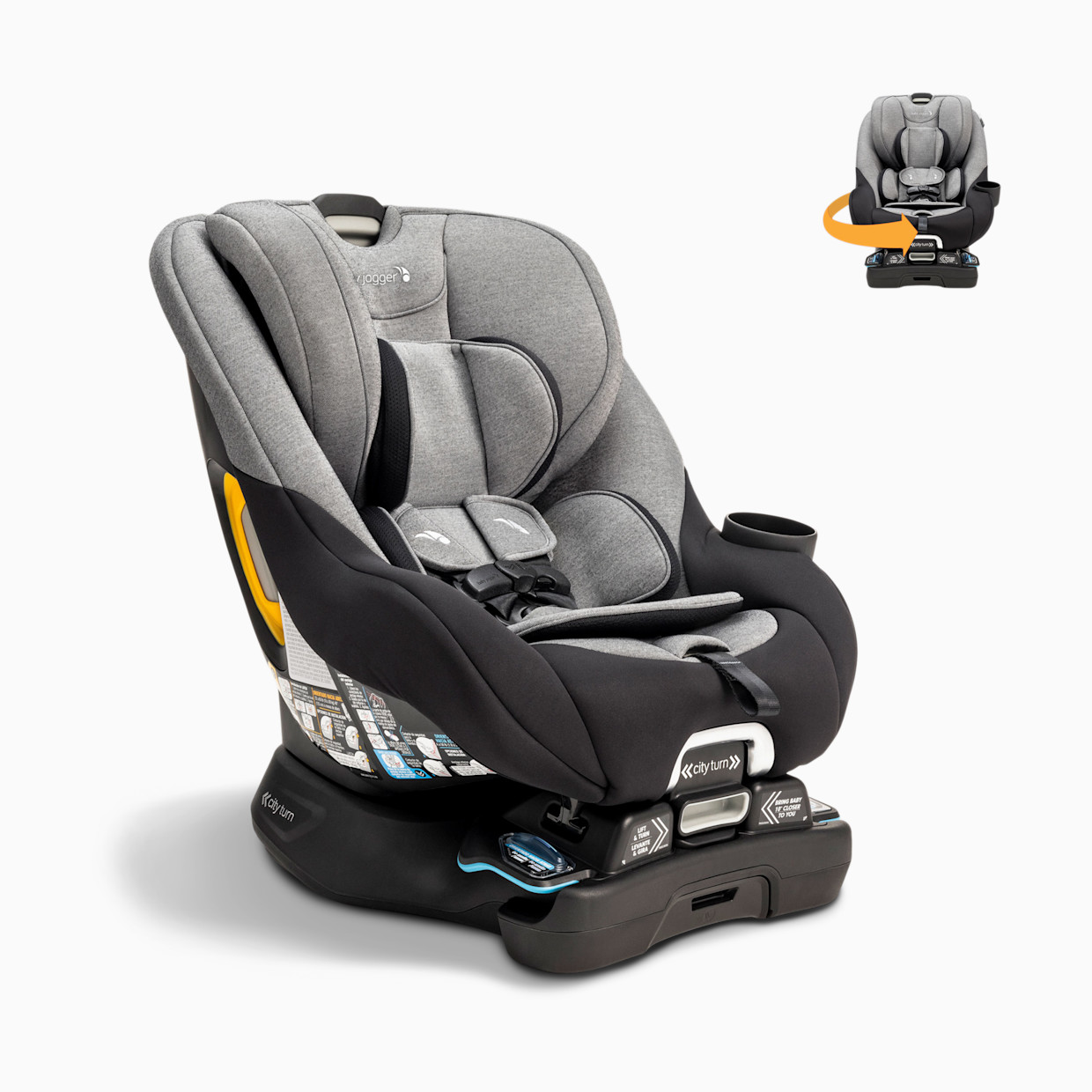 Baby Jogger City Turn Rotating Convertible Car Seat - Onyx Black.