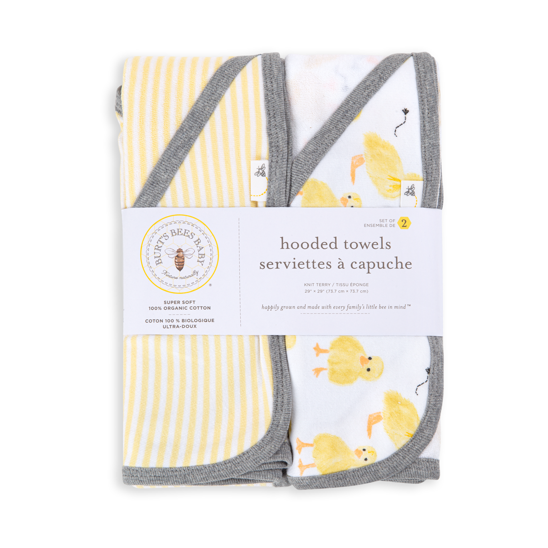 Burt's Bees Baby Organic Single-Ply Hooded Towel (2 Pack) - Little Ducks.