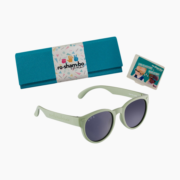 Roshambo Baby Polarized Baby Shades with Case and Strap Kit - Sage Green, 0-24 Months.