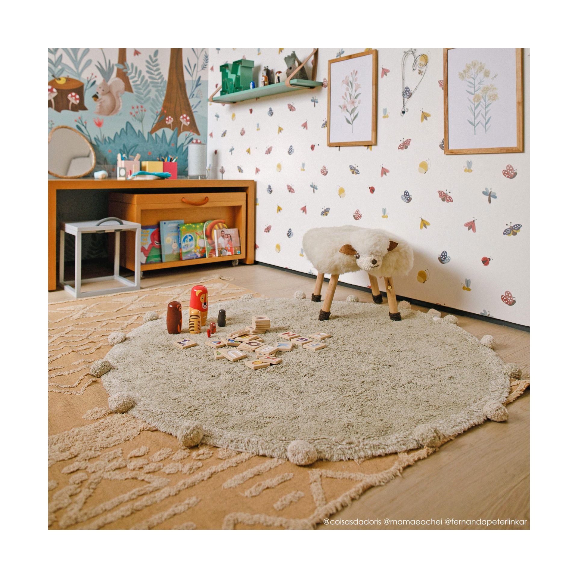 Lorena Canals Bubbly Washable Rug - Olive, 4'.